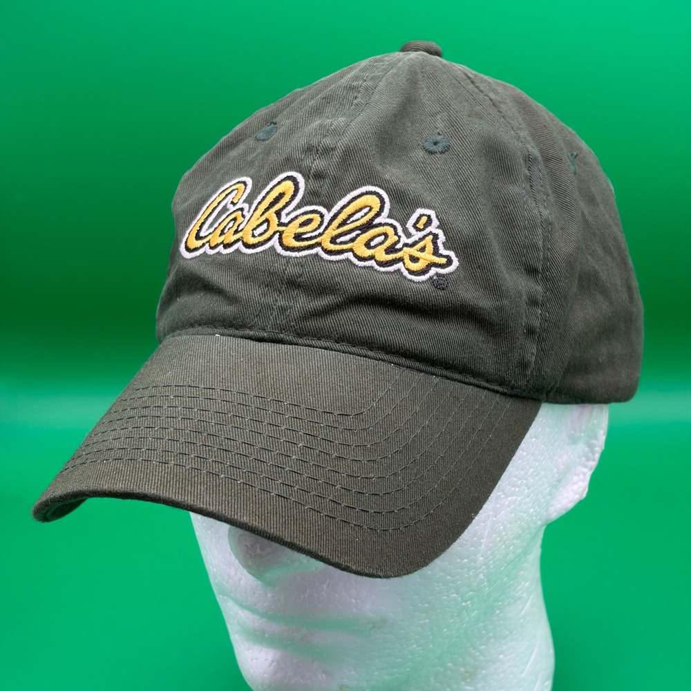 Cabelas Embroidered Logo Baseball Cap Adjustable Green Buckle Strap Classic Hat